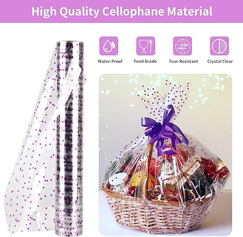 Miniatura 10 de CMFYHM Rollo de celofán transparente de 120 pies (34 pulgadas x 120 pies) de grosor de 3 mil de grosor para regalos, cestas, flores, decoraciones de