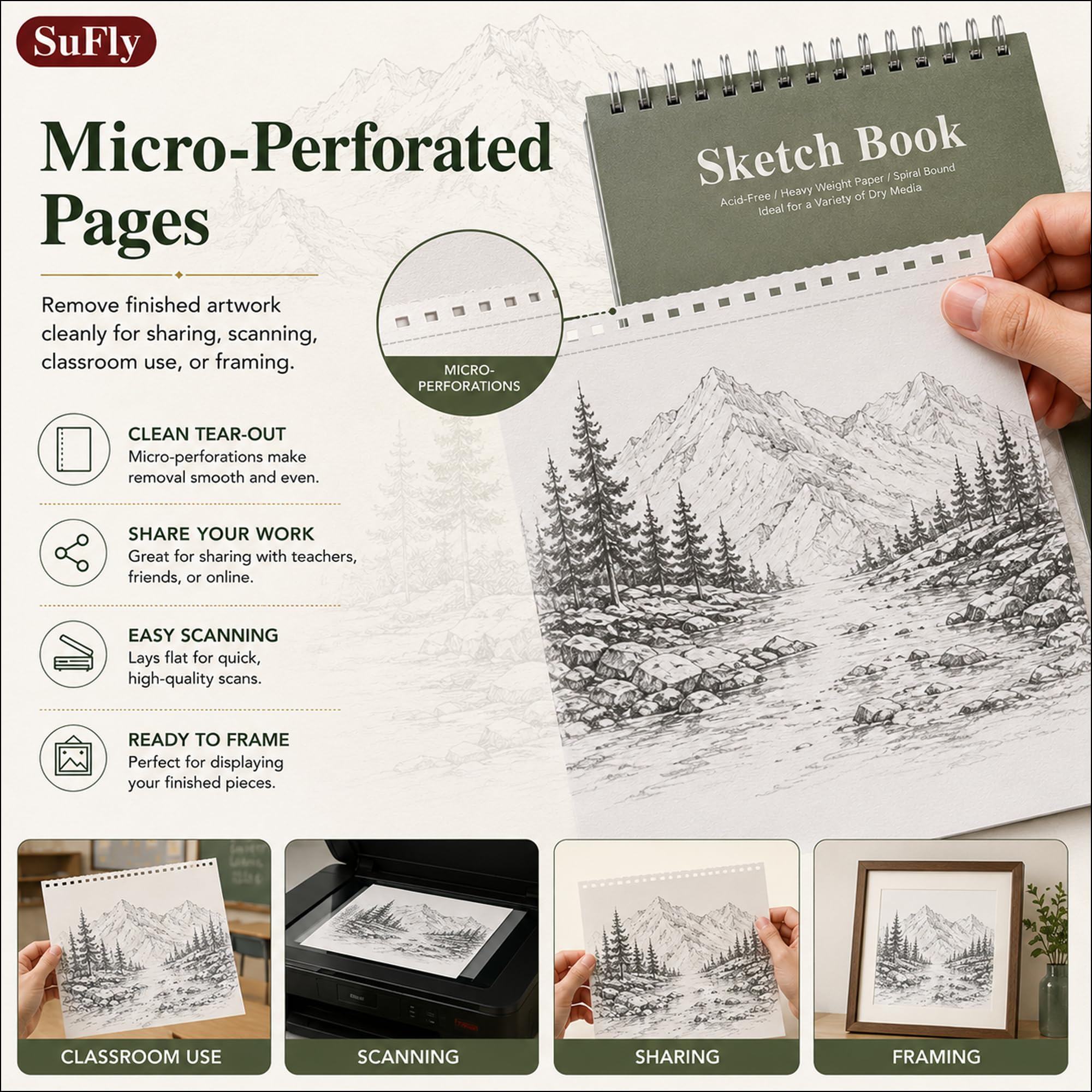 SuFly Sketchbook - 100 Sheets for Drawing & Sketching -6 SuFly Sketchbook - 100 Sheets for Drawing & Sketching -6