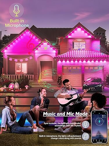 Miniatura 5 de Luces permanentes para exteriores, 250 pies RGB IP67 iluminación de aleros impermeables, luces LED inteligentes para exteriores con