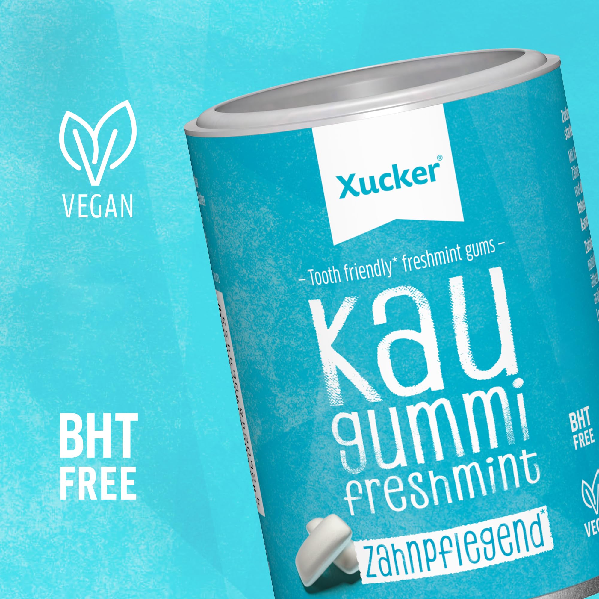 Xucker Zuckerfreie Zahnpflege Kaugummis - Xylit Kaugummi zuckerfrei mit Freshmint Geschmack I Vegane Xylitol Kaugummis I Zahnpflege & gegen Mundgeruch I 600g Nachfüllpack