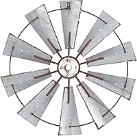 Vista 7 de Deco 79 Molino de viento de metal, decoración del hogar, arte de pared 30 x 2 x 30 pulgadas, marrón