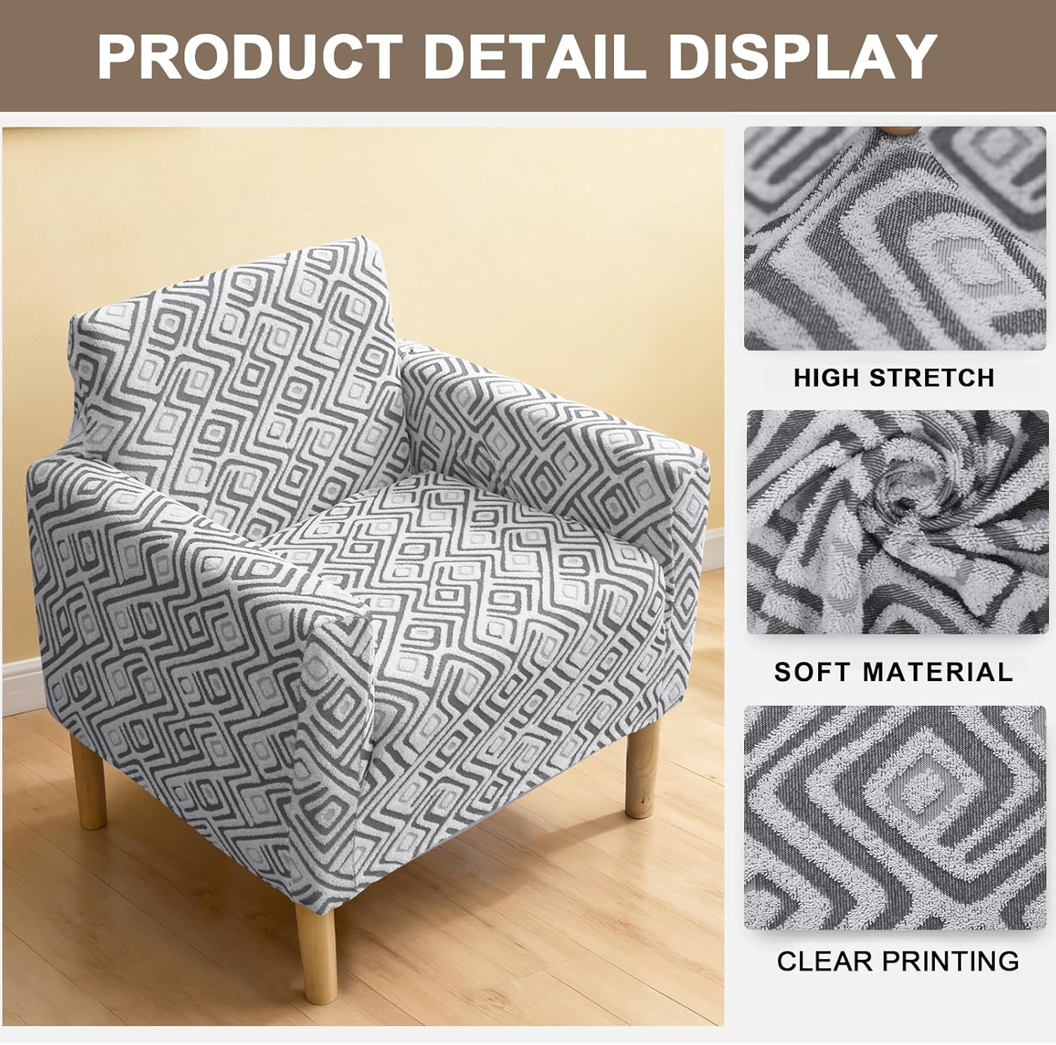 Eco-Ancheng Banquet Armchair Slipcovers Accent Chair Covers1-Piece Stretch Chair Slipcovers with Arms Anti Slip Armchair Sofa Covers Furniture Protector for Kids Pets Living Room Decor,08