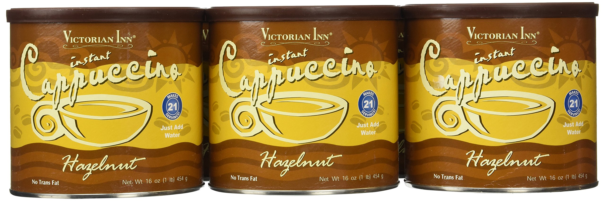 Victorian Inn Instant Cappuccino, Hazelnut, 16-Ounce Canisters (Pack of 6)