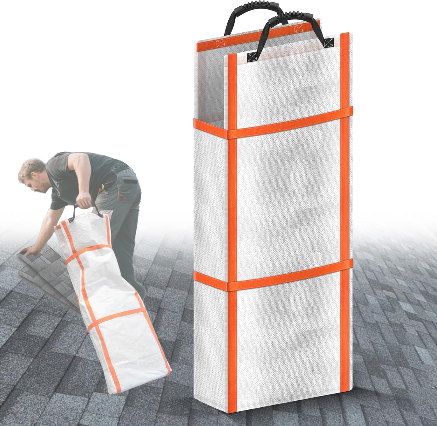 Roof Shingles Pad – 40″ x 14″ x 4″ Bag for Roofing Shingles Tray with 2 Handles, Roofing Tools for Easy Transport of Roof Tiles, Asphalt Shingles, Cedar Shingles, Wood Shingles