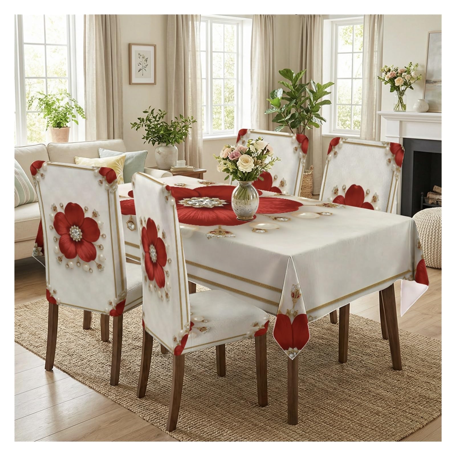 Housses de chaise extensibles et nappe pour masquer les usures