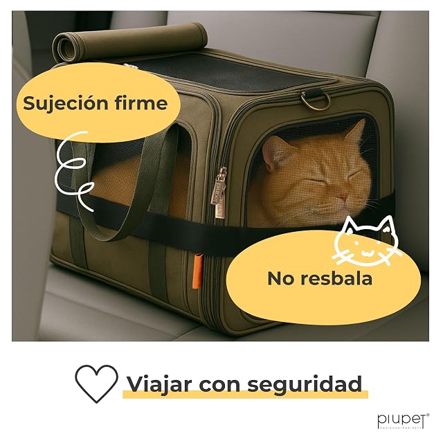 Foto 3 de 6 de PiuPet Transportín Gato y Perro 10kg - Bolsa Viaje Plegable 50x26x28.5cm