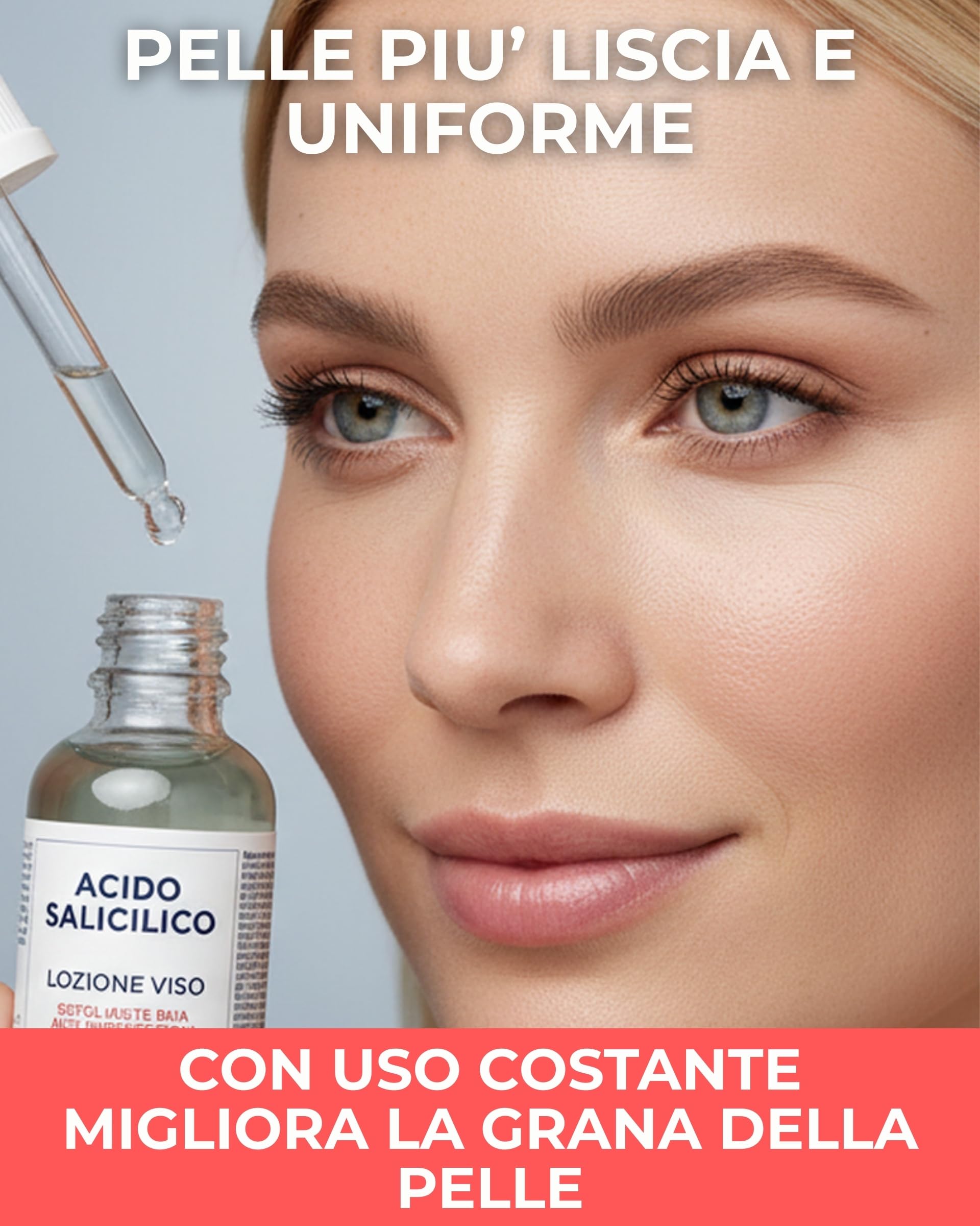 SERININA Acido Salicilico Viso - Salycilic Acid Peeling Viso Siero Esfoliante - per Acne, Brufoli, Pori Dilatati e Punti Neri - Scrub Peeling Chimico - Made in ITALY