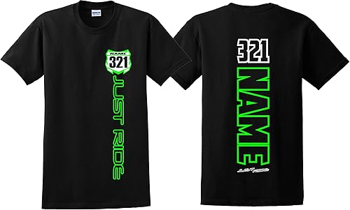 Miniatura 2 de JUST RIDE Motocross Número Placa Camisa MX Moto Personalizada Kawi Verde Lima KX