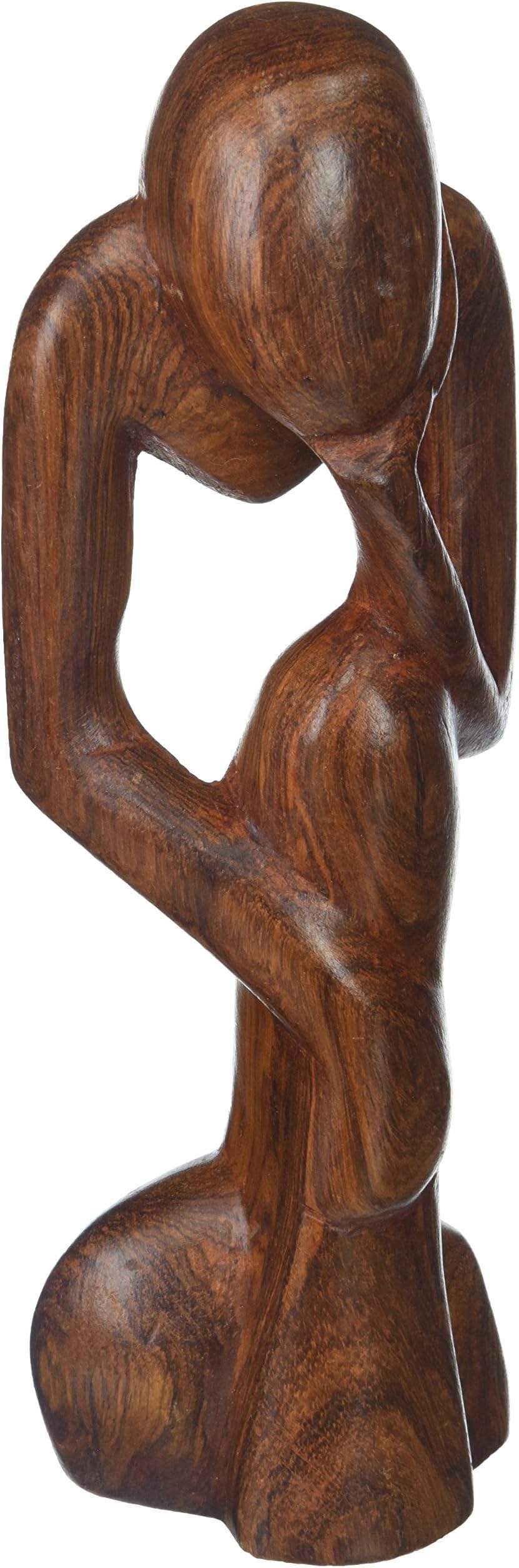 African Art 10" Hand Carved Thinker Statue from Senegal, Brown