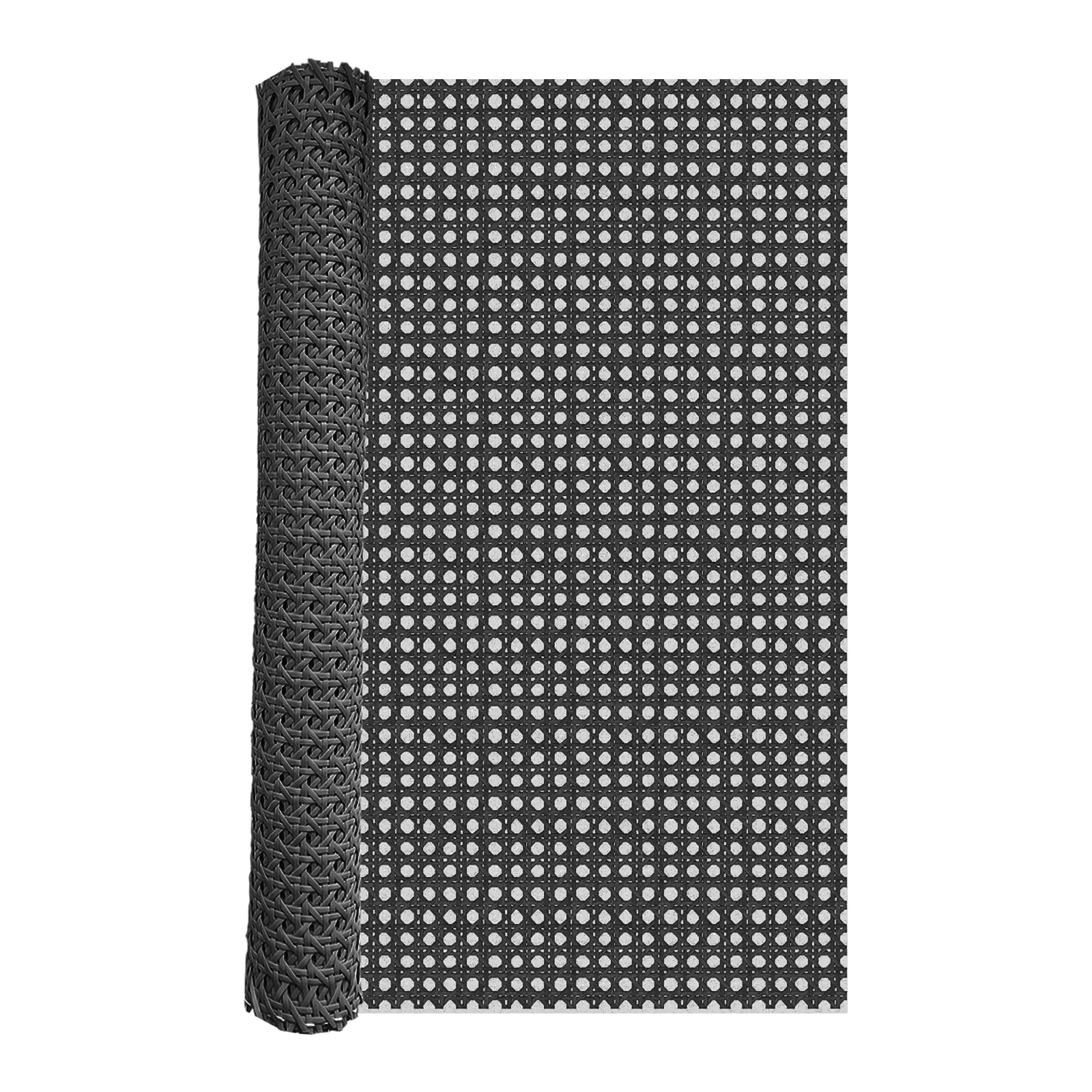 Allinkit Black 20 Inch Width Cane Webbing Roll, 3.3 Feet Length Rattan Sheet,Plastic Pe Cane Rattan Webbing,Handwoven Fabric For Furniture Basket Repair Diy Handicrafts Diy Craft