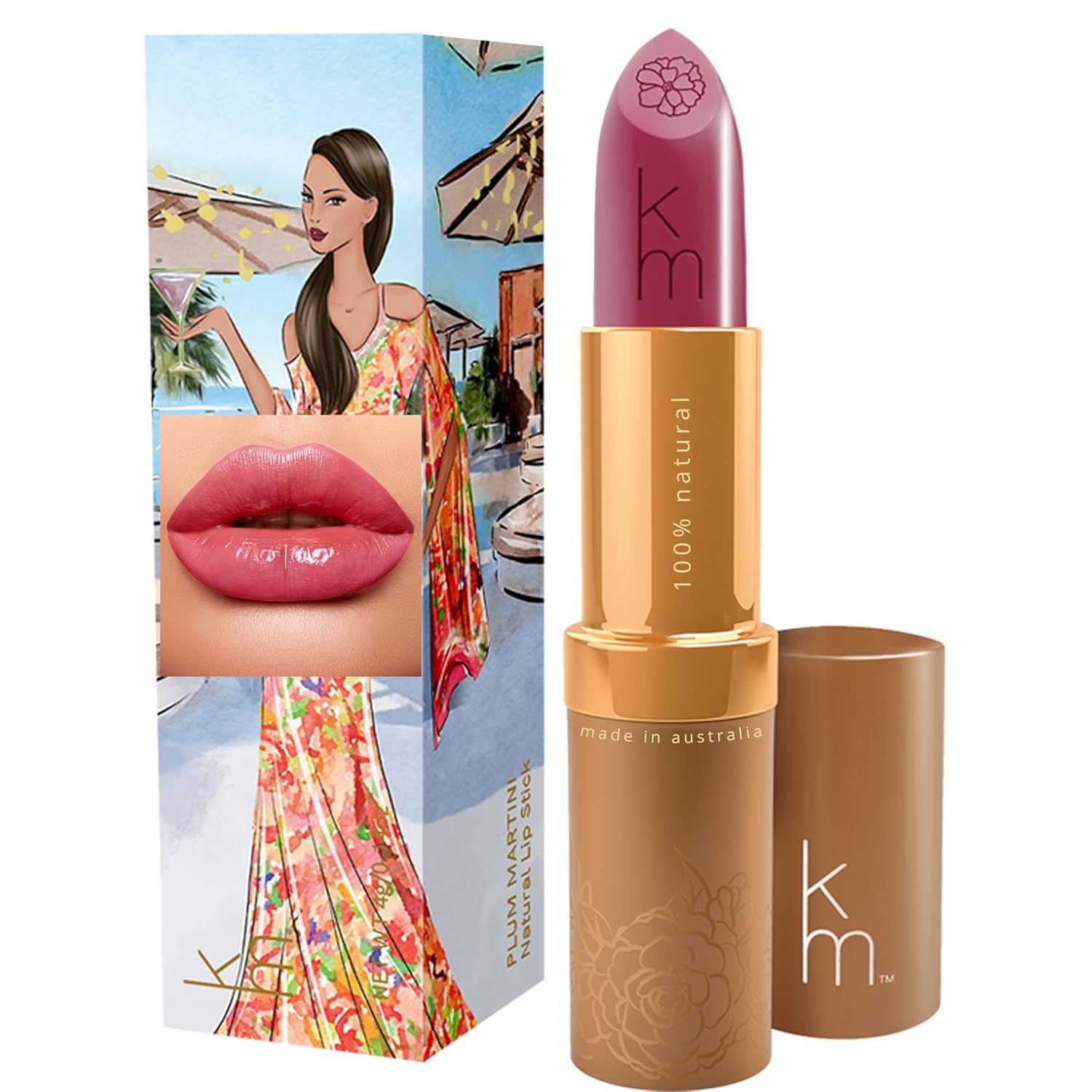 Karen Murrell Natural Lipstick - Lip Tint 43 Plum Martini - Sheer Buildable to Glossy Lip Tint - 100% Natural Ingredients, Moisturizes & Hydrates Lips - Paraben & Cruelty Free