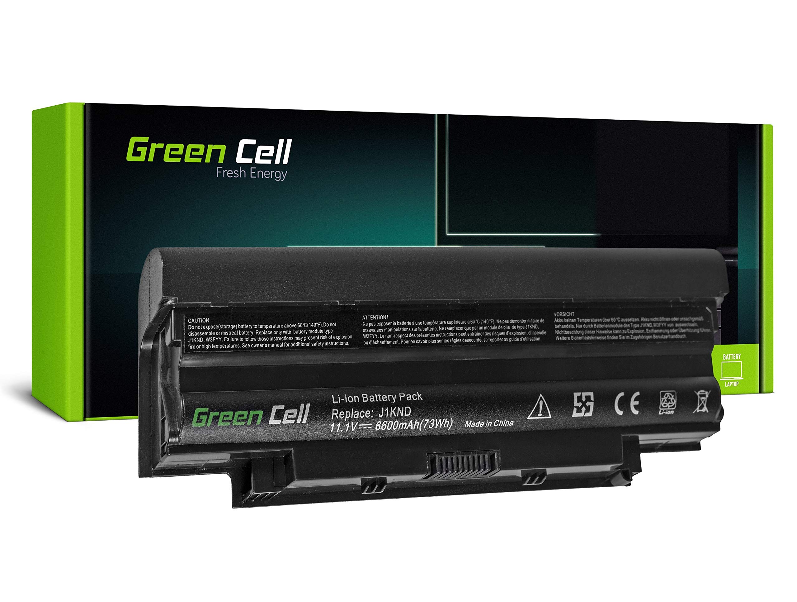 Green Cell® Extended Series J1KND Laptop Battery for Dell Vostro 3450 3550 3555 3650 3750 1440 1450 1540 1550 2420 2520 9 Cell 6600mAh 11.1V