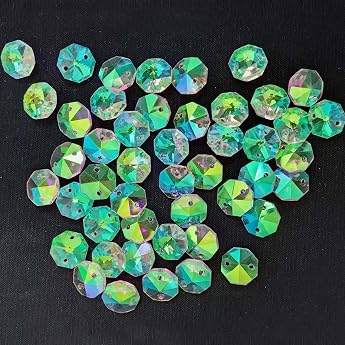 Pack of 50 14 mm Clear Crystal Glass Octagonal Beads for DIY Crystal Glass Beads Curtain Chandelier Window Tree Wedding Celebration Hotel Decor Octagonal Pearl
