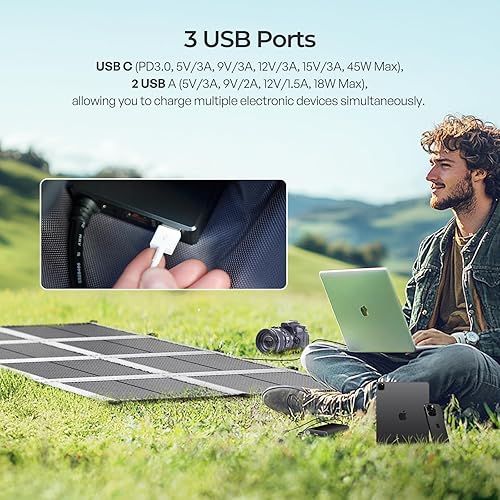 Miniatura 5 de Renogy Manta de panel solar de 200 W, paneles solares plegables portátiles tipo N, 25% de alta eficiencia, ligero, 8 pliegues, ahorro de espacio,