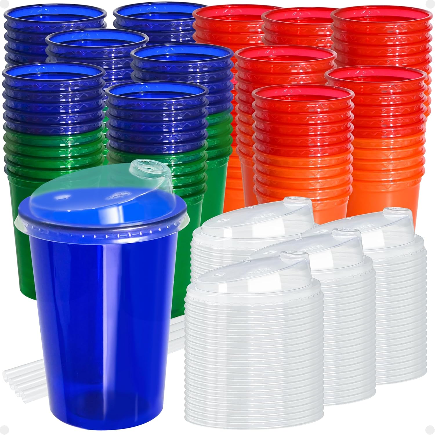 L LIKED 12 oz Kids Cups, 200 Count Bulk Spill Proof Cups, BPA-Free, Assorted 4 Colors for Party, Classroom & Daycare (200 Pack)
