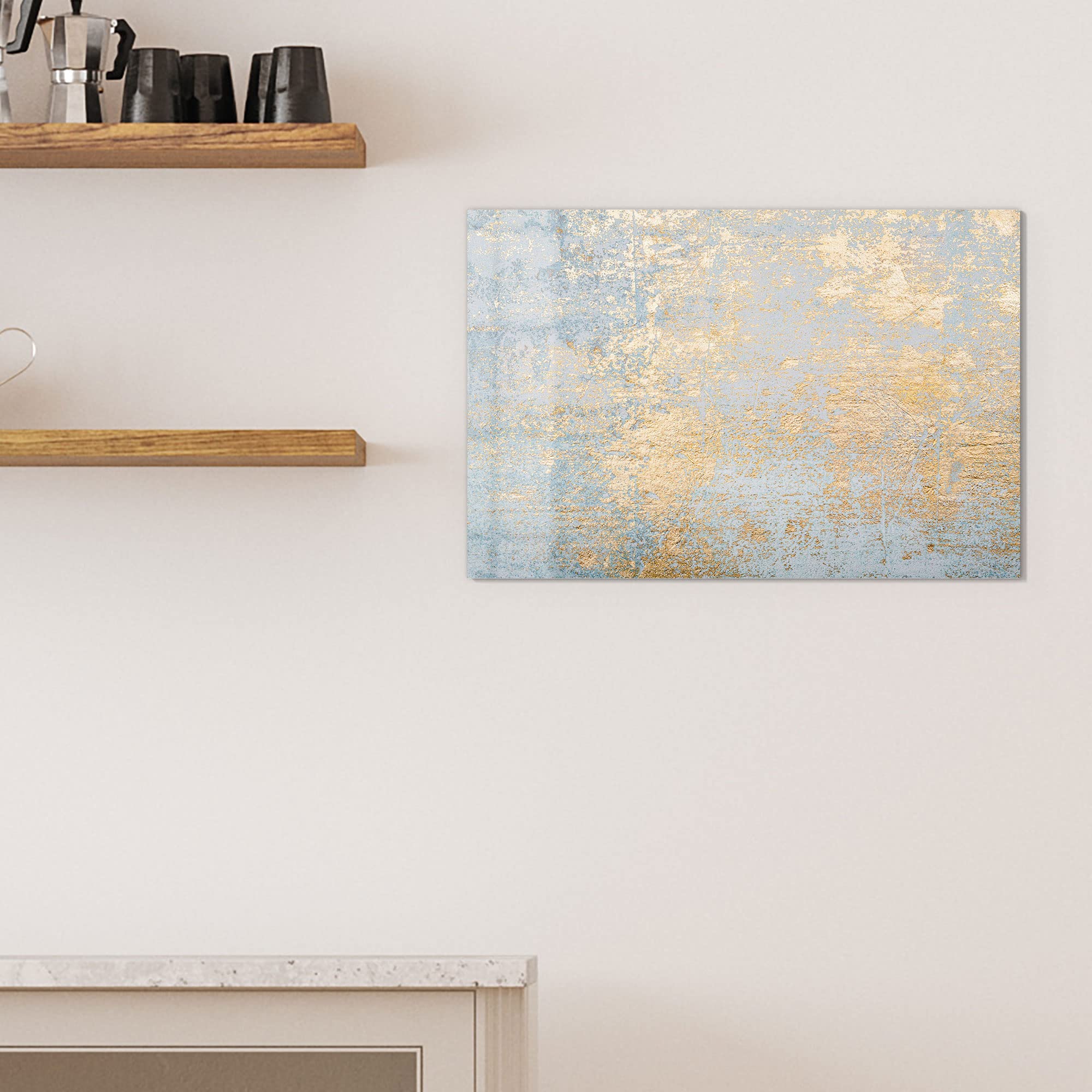 DEQORI Glas-Magnettafel | 60x40 cm groß | Motiv Wand mit Gold-Struktur | Memo-Board aus Glas | Magnetboard inkl. Magnete, Stift & Tuch für Küche & Büro | Tafel magnetisch & beschreibbar