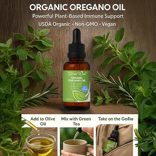 Miniatura 5 de Aceite de orégano - 1 onza líquida (1.0 fl oz), gotas líquidas de aceite de orégano orgánico USDA, apoyo inmunológico concentrado a base de plantas
