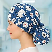 Vista 4 de First Lifesaver Cofia de trabajo con botones y un listón, para mujeres con cabello largo