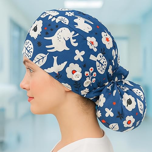 Miniatura 4 de First Lifesaver Cofia de trabajo con botones y un listón, para mujeres con cabello largo