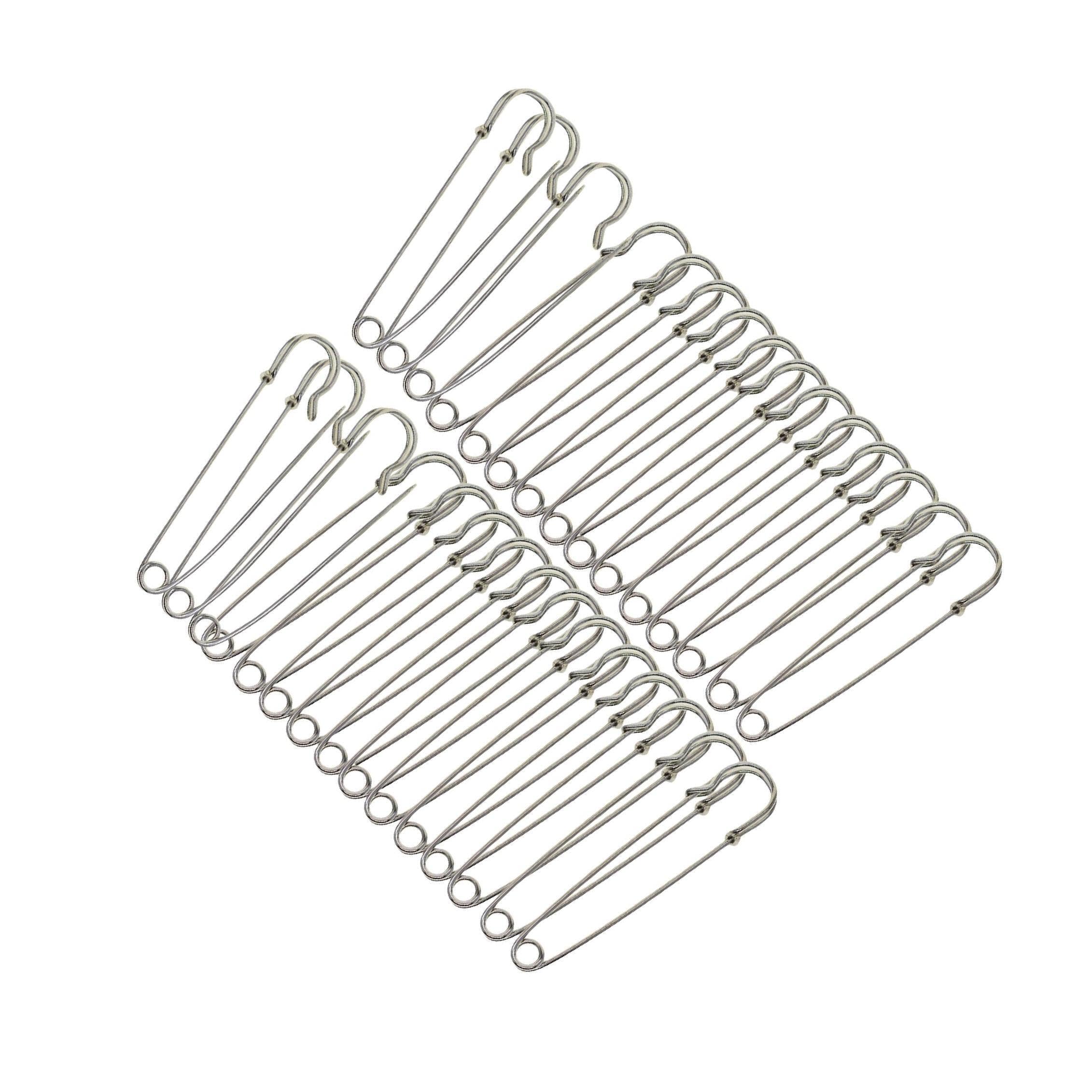 Zambuph Safety Pins Sturdy Large Set Of 30pcs Stainless Steel Heavy Duty Quilting Blankets Skirts And Crafts Wear Resistant Spring Lick Pin Fasterner Pin