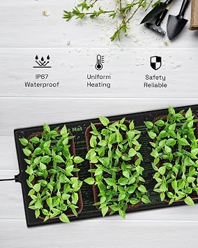 HBN Durable Seedling Heat Mat,Waterproof Hydroponic Heating Pad,Seedling Heating Pad for Winter Indoor Seedling Germination and Greenhouse(10