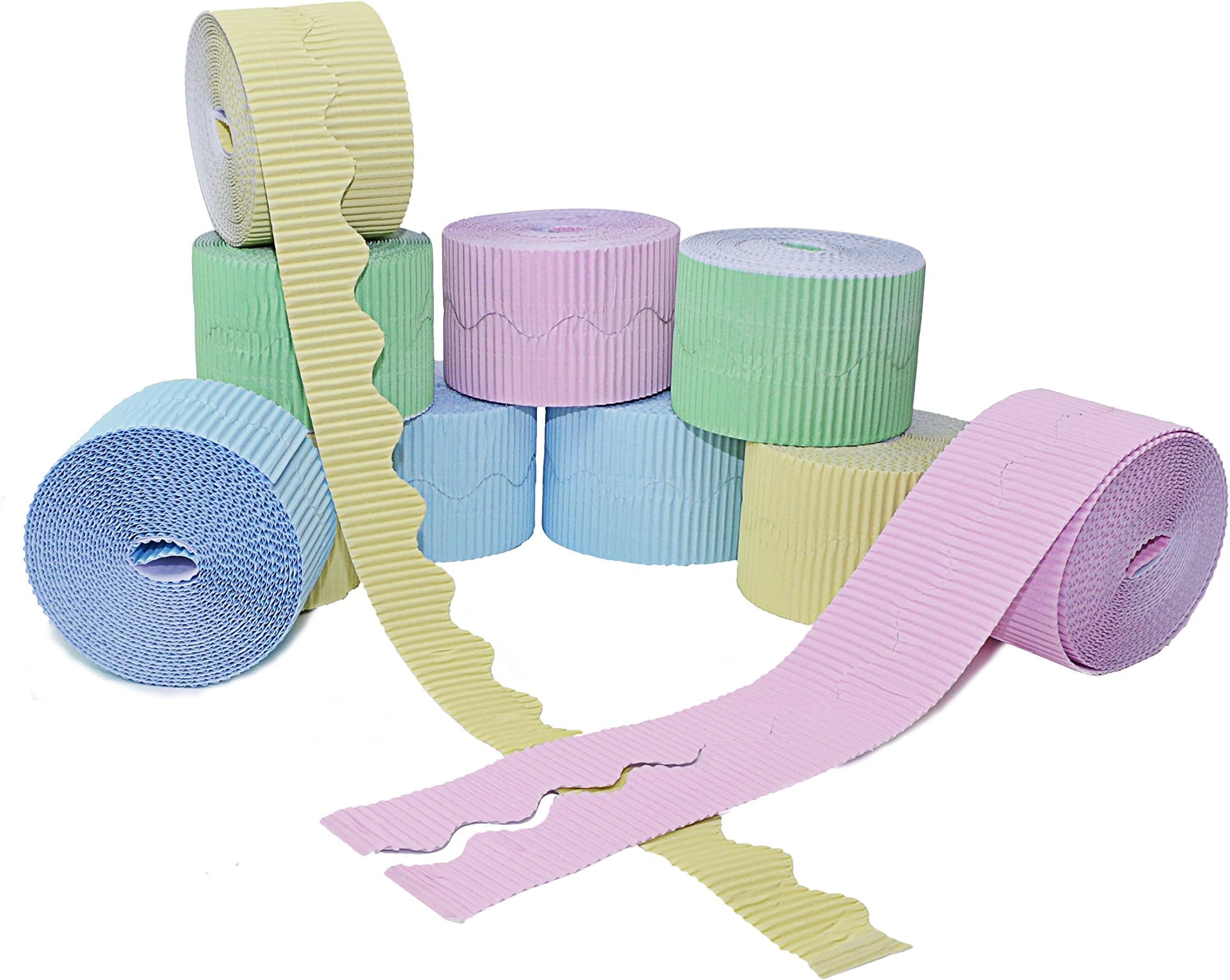 Pastel Corrugated Border Rolls Classpack (10 Rolls) for School Displays