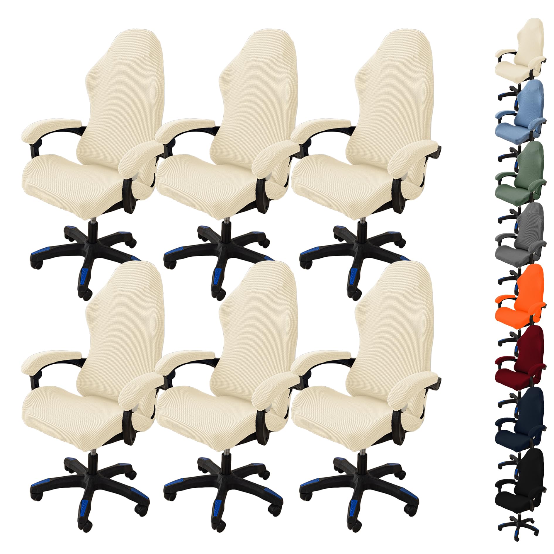 Set di 6 coprisedie elastiche da ufficio, con braccioli, per sedie rotanti, perfette per giochi e uso domestico