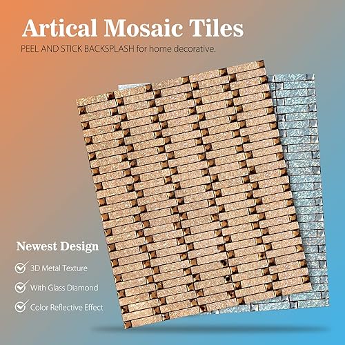 Miniatura 8 de Azulejos de protección contra salpicaduras para salpicaduras de cocina, azulejos autoadhesivos de metal, azulejos adhesivos para azulejos de baño,