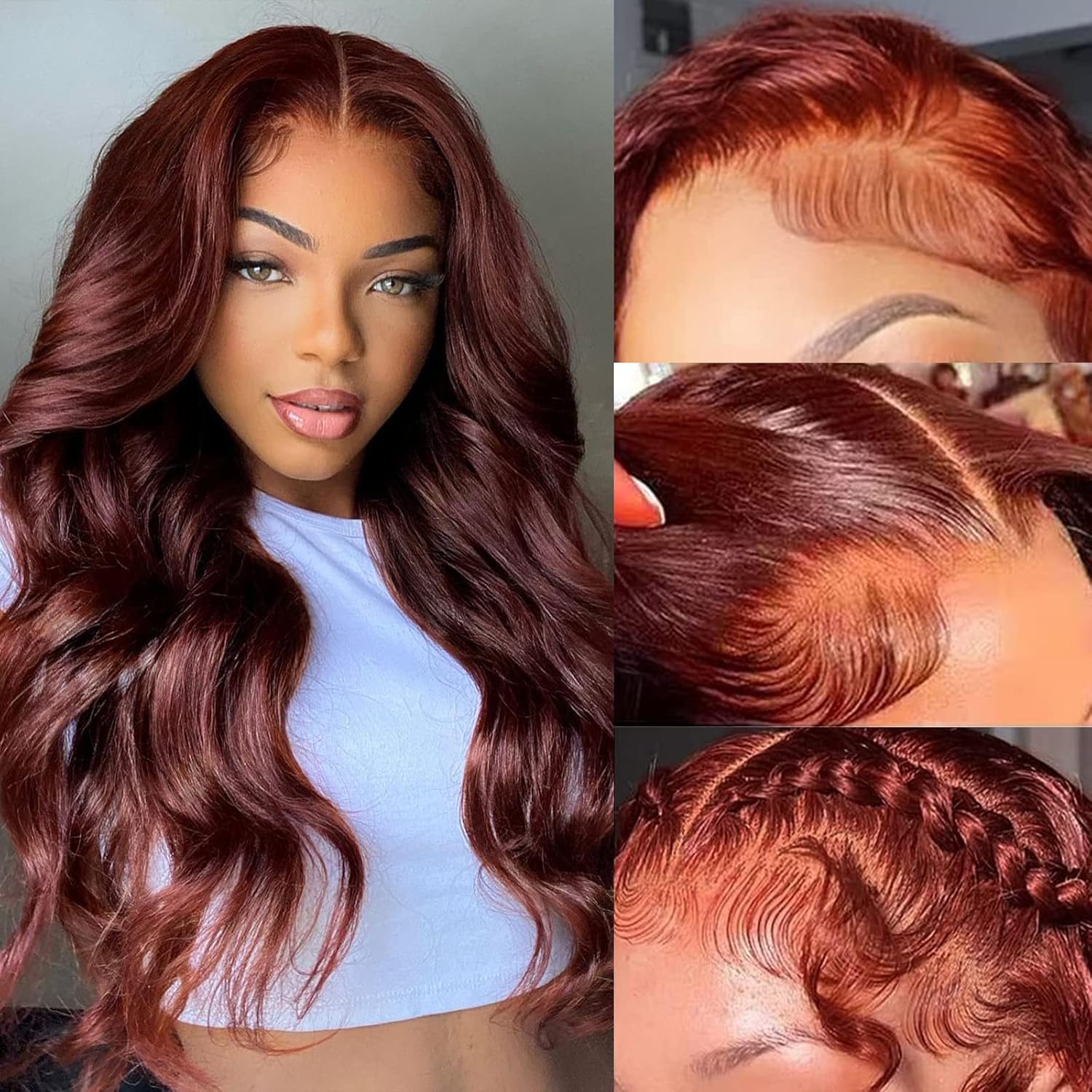 Avolo Reddish Brown Lace Front Wigs Human Hair Pre Plucked 13x4 HD Body Wave Auburn Colored Glueless For Women Frontal With Baby 20 inch