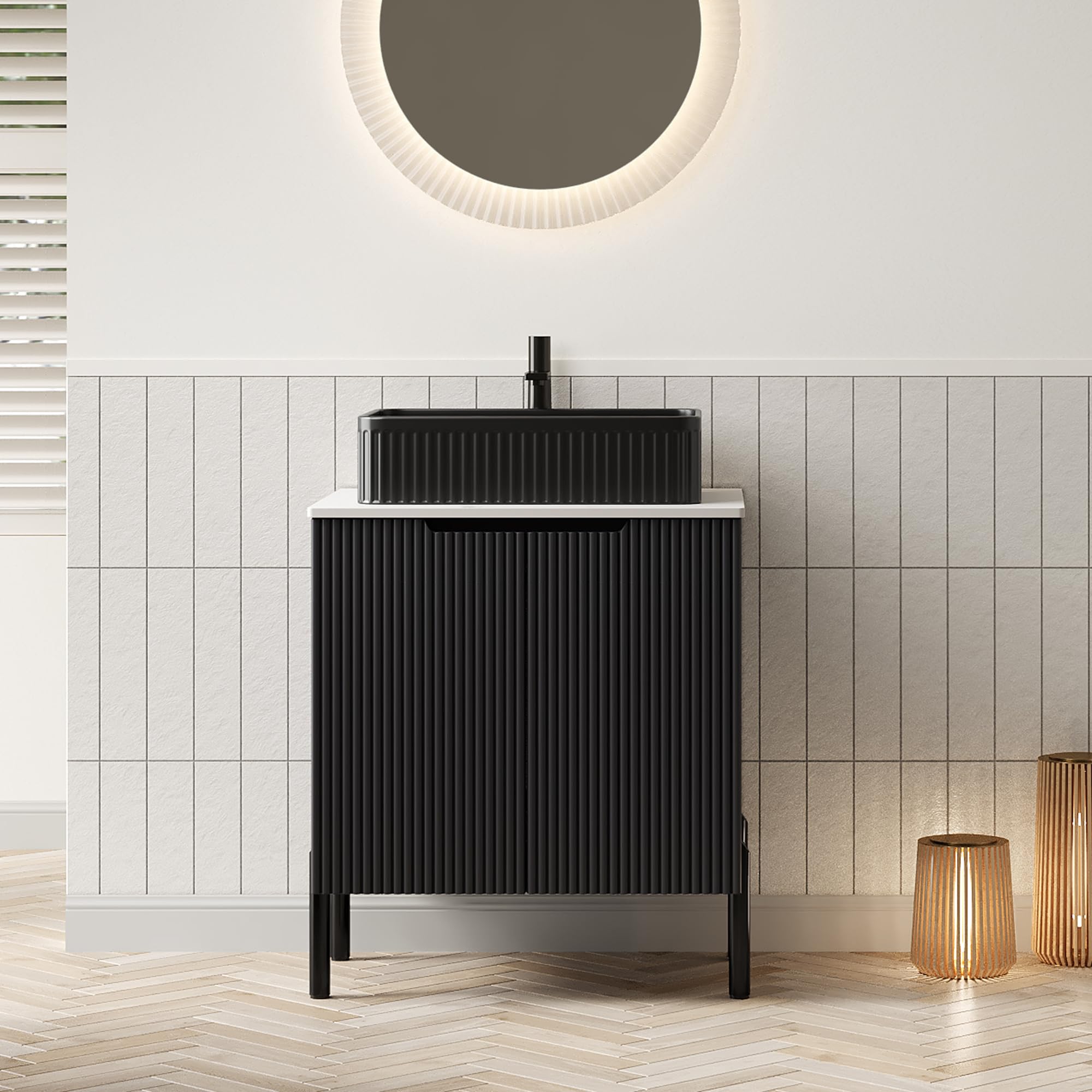 RAINLUX 24 Inch Bathroom Vanity with Sink Modern Colmar Black