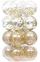 Vista 21 de Sea Team Adornos de esferas navideñas de plástico transparente irrompibles, decorativos, set de esferas de Navidad rellenas de decoraciones Azul