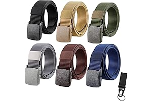 6 Pack Tactical Nylon Buckle Webbing Ratchet Belts for Men and Women