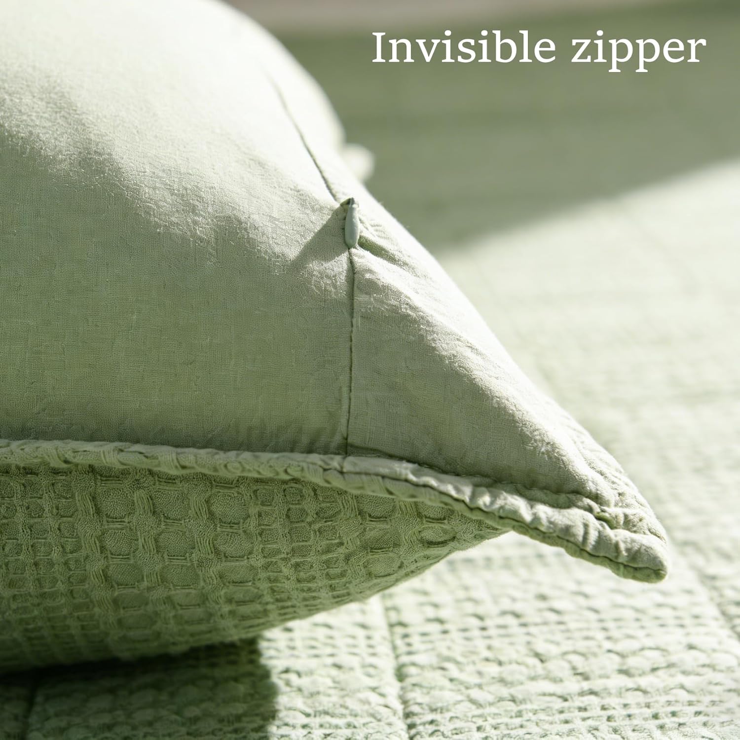 18x18 Throw Pillow Covers Set of 2 100% Cotton Decorative Pillow Shams with Hidden Zipper Sofa Couch for Modern Home Living Bedroom Decor,Sage Green