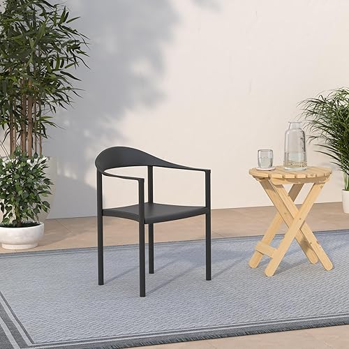 Miniatura 10 de Flash Furniture HERCULES Series - Silla apilable de plástico negro con capacidad de 1000 libras