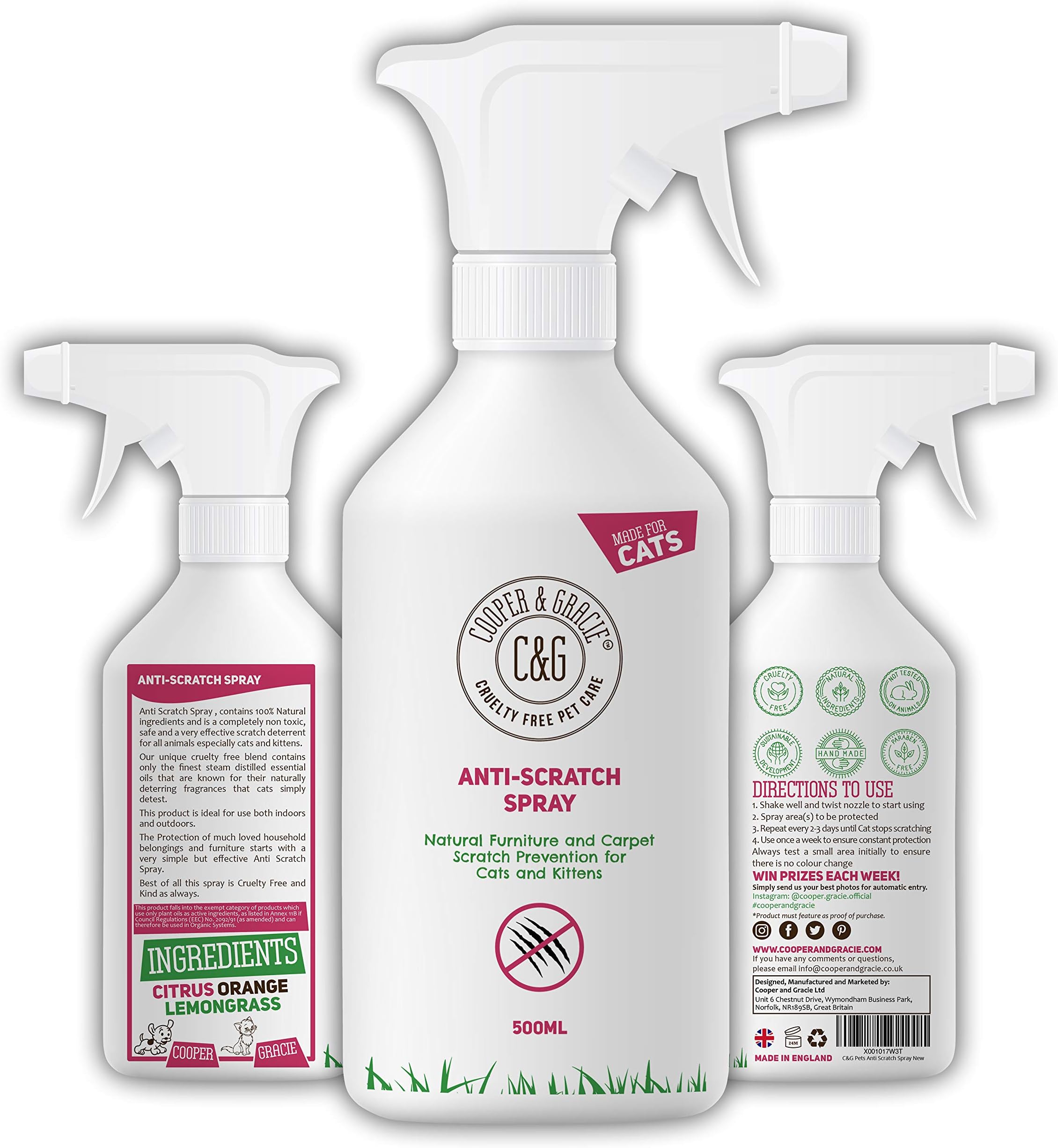 Cats‌ ‌Anti Scratch‌ ‌Spray‌ ‌500ml -‌ ‌Best‌ ‌Cat‌ ‌Scratcher‌ ‌Deterrent‌ ‌Repellent‌ ‌-‌ Protects‌ ‌Furniture‌ |‌ Safe‌ ‌For‌ ‌Fabric‌ ‌Floor‌ ‌And‌ ‌More‌ ‌- ‌Cruelty‌ ‌Free‌ ‌Plant-Derived‌