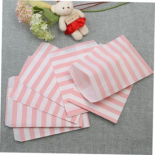 Miniatura 7 de 50 bolsas de papel bolsas de regalo, bolsas de papel para alimentos, bolsas de comida a rayas, bolsa de fiesta despojada, bolsas de papel kraft para
