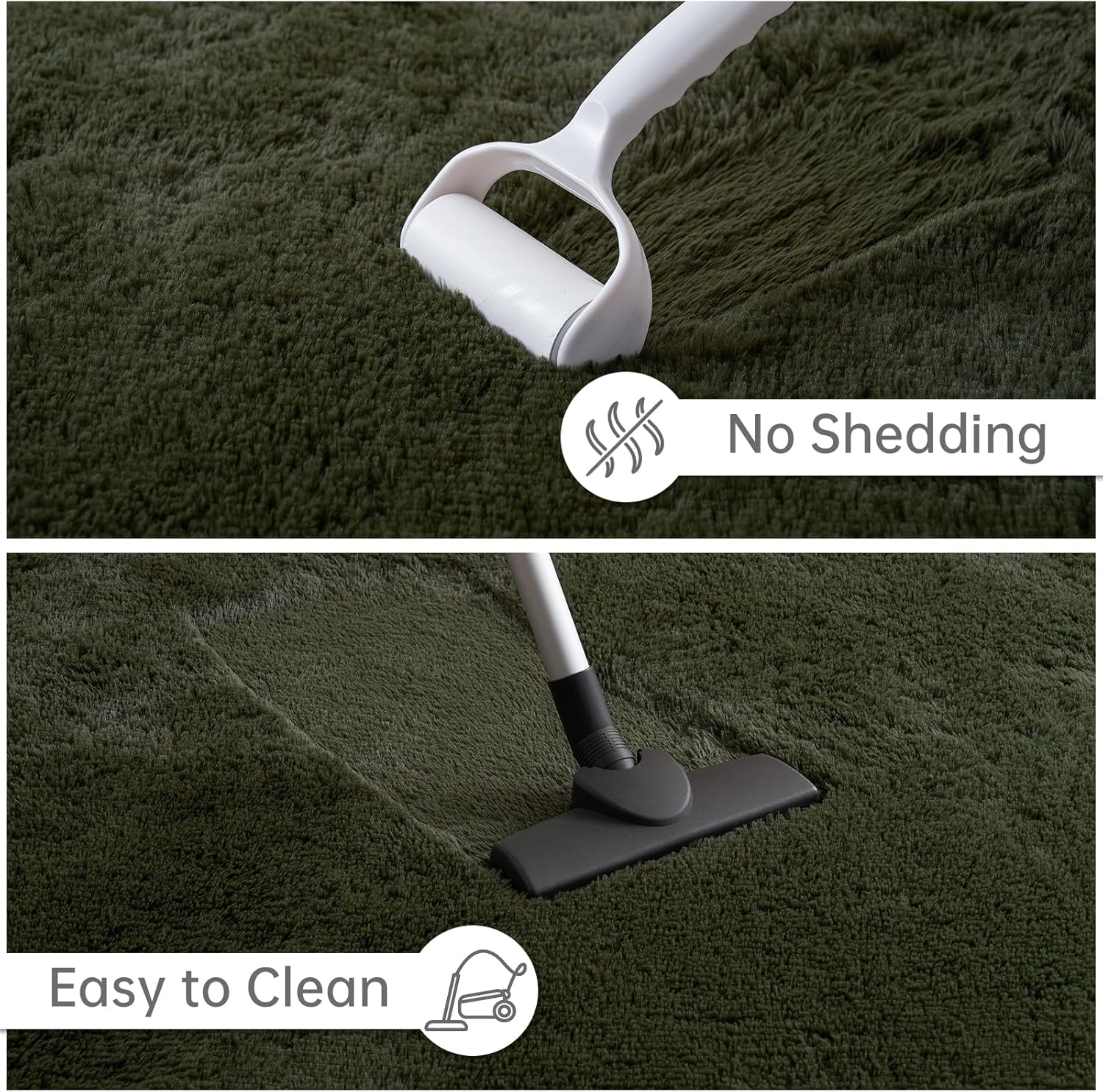 Goideal Fluffy Runner Rug for Bedroom Living Room, 2x6 Olive Green Bedside Rugs, Faux Fur Shag Modern Carpet Ultra Soft Girls Boys Room Home Decor, Solid