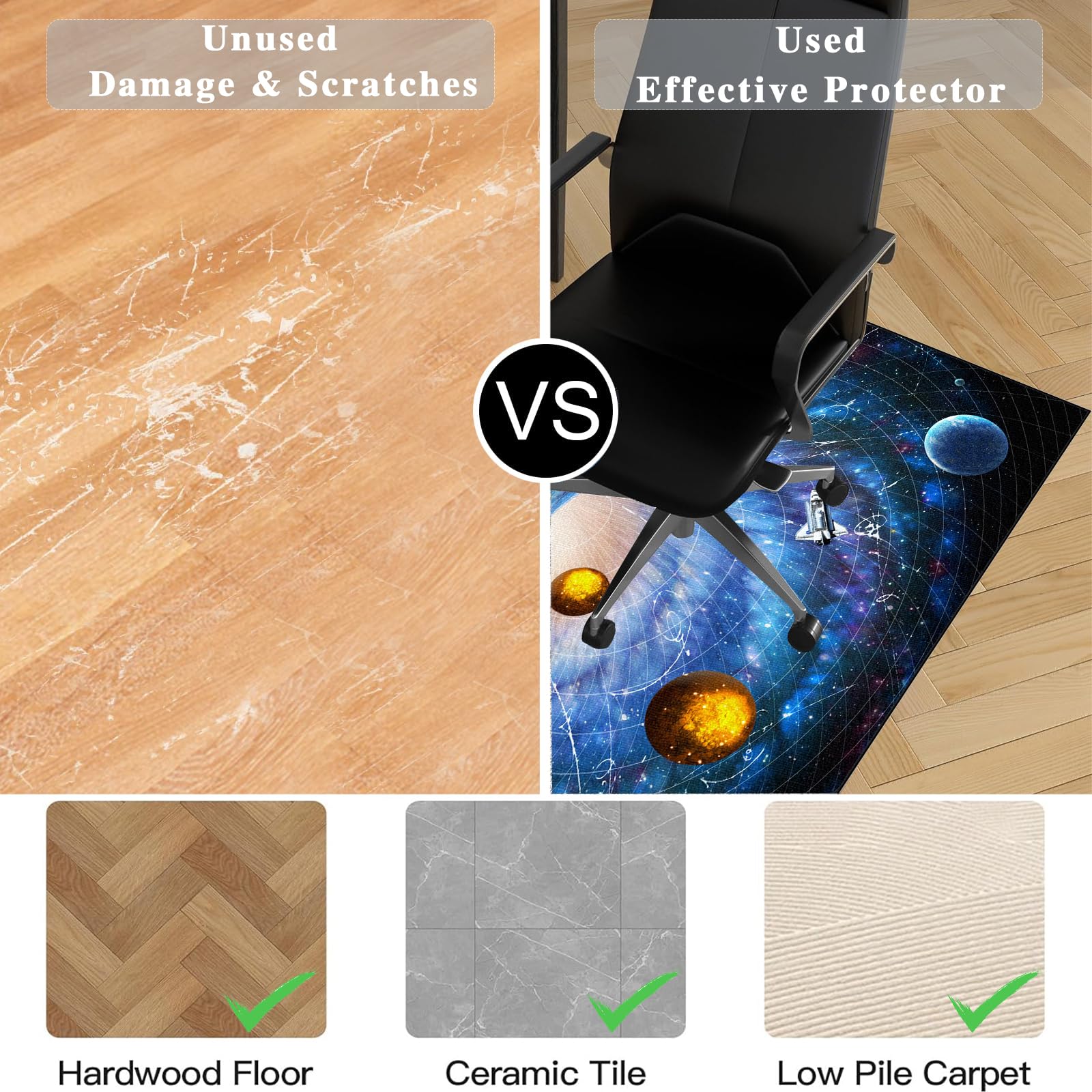 200 x 300 cm Tapis pour Fauteuil, Tapis de Chaise de Bureau, Tapis Gaming Sol pour Sols durs pour Parquet, Tapis Protège Sol, Antidérapant Protège Parquet Chaise Roulettes, Tapis de Sol Bureau