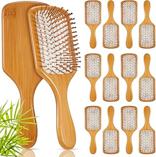 Tessco for you 12 Pcs Bamboo Hair Brushes Bulk Wooden Paddle Brush Scalp Massage Bristle Anti Static Engraving DIY Gifts for Women, Party, Wedding(9.65'' X 3.35'',White)