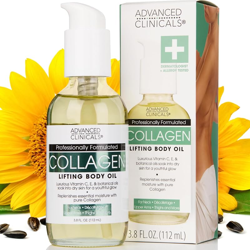 Hydrating Collagen Oil For Body & After Shower | Visible Anti Aging Moisturizing Collagen Body Oil For Women & Men Helps Soften Appearance Of Crepe Skin & Wrinkles, 3.8 Fl Oz