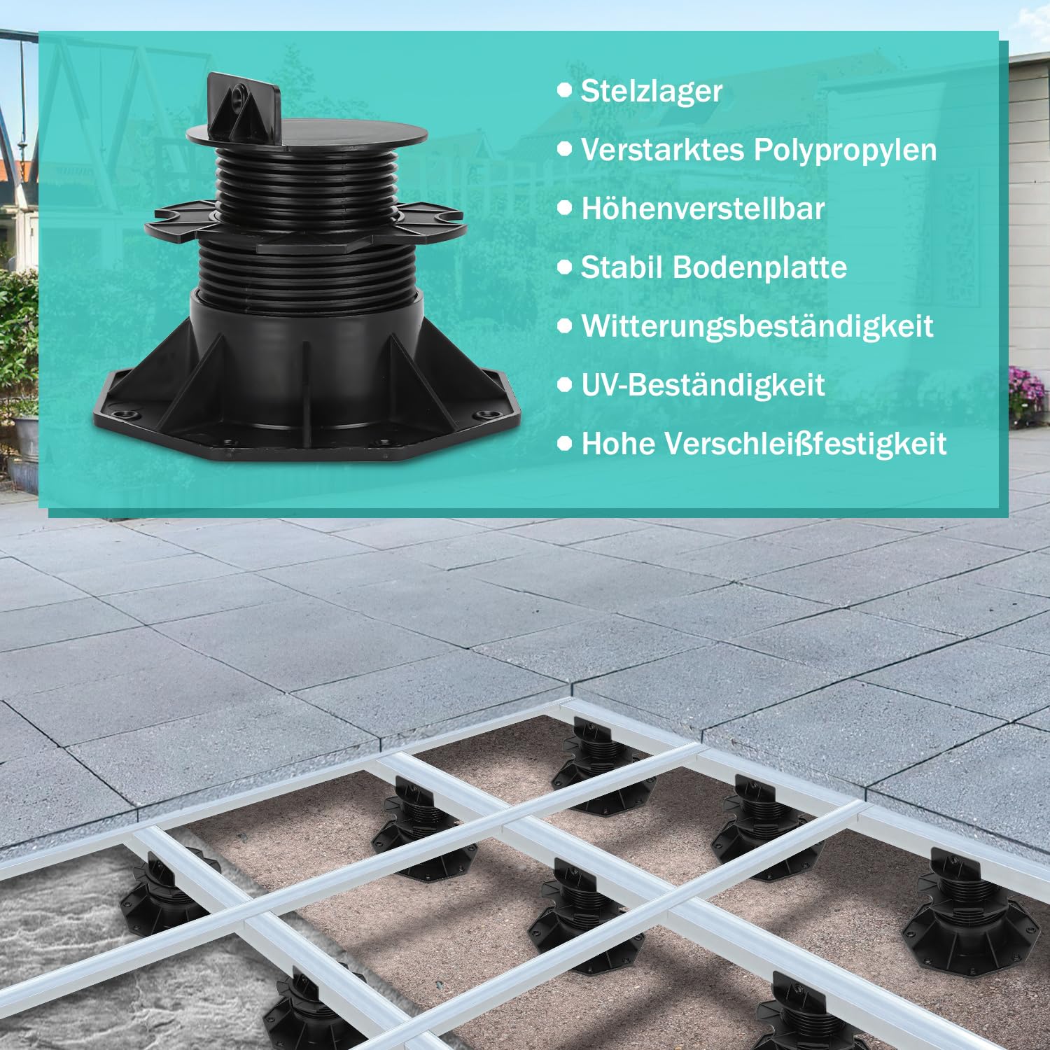 Stelzlager höhenverstellbar 60-140 mm Terrassenlager 70 Stück
