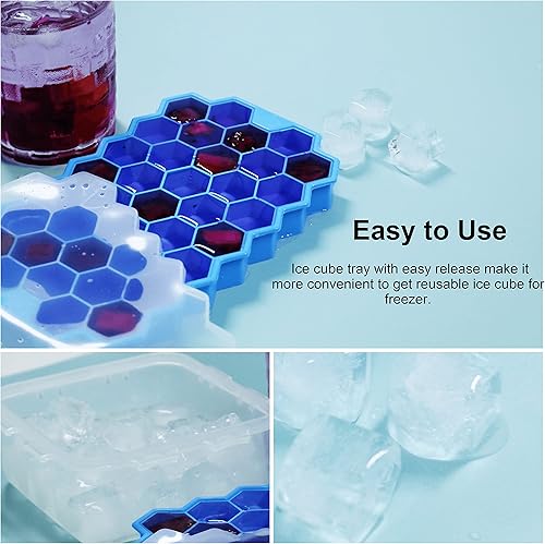 Miniatura 7 de Juego de cucharas medidoras magnéticas de acero inoxidable con nivelador, bandejas para cubitos de hielo para congelador con tapa, bandeja para