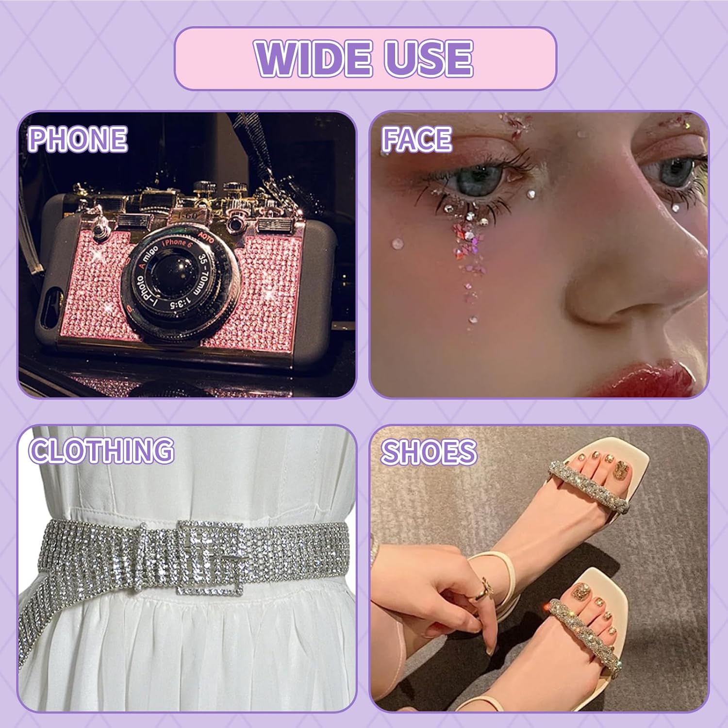 900PCS Self Adhesive Rhinestone Stickers, Gem Sticker for Face, Hair, Craft, Clothes, Shoes, Phone, 3 mm to 5 mm Multicolored Diamond Stickers for DIY - Image 5