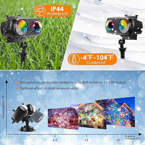 Miniatura 7 de Proyector de luces de Navidad de Halloween para exteriores, 14 diapositivas HD (ondas oceánicas 3D + patrones), luces de paisaje, impermeables, para