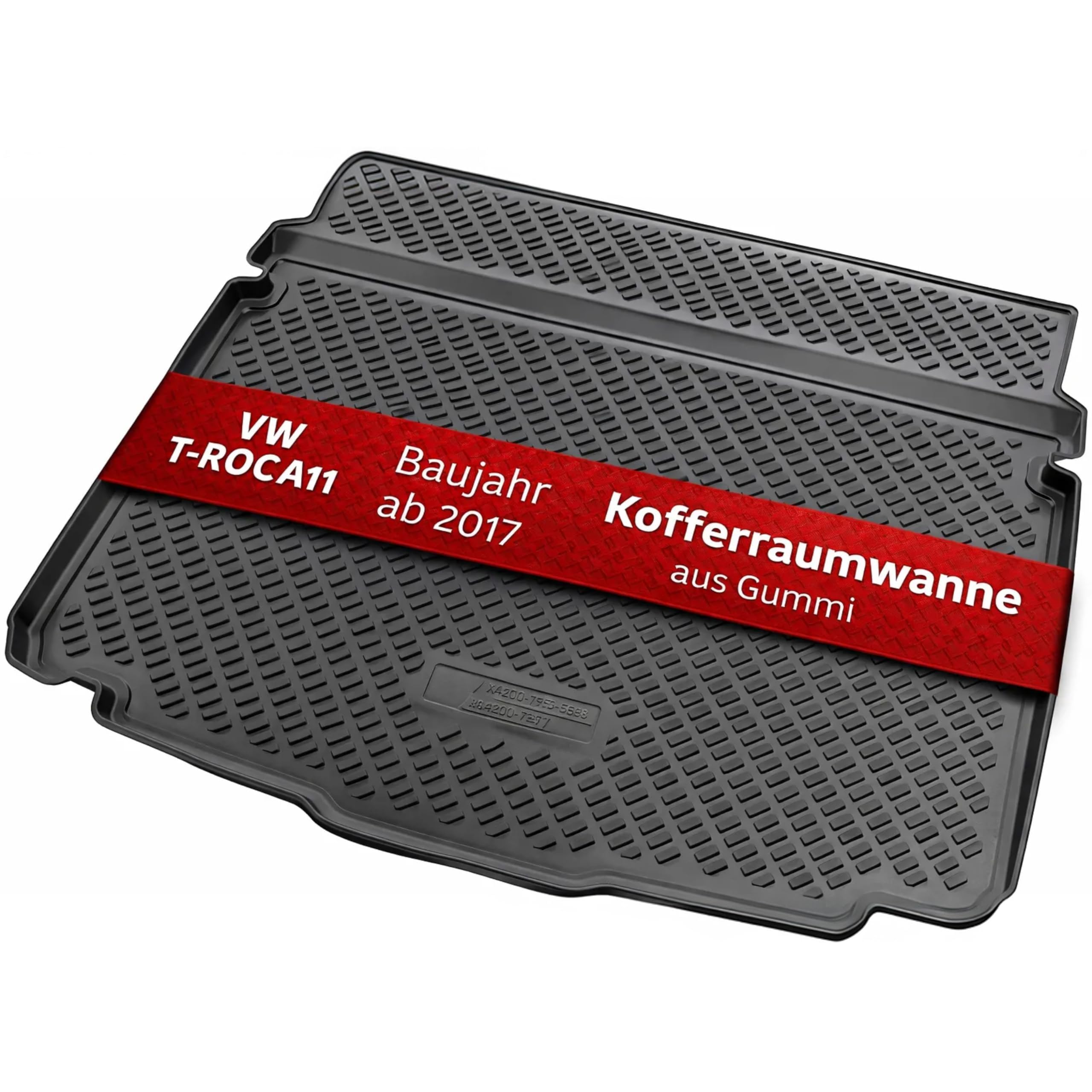Recambo Gumowa mata do baga?nika Premium pasuje do VW T-ROC | A11 | od 2017 roku dno Vario dolna pozycja | dok?adnie dopasowana z kraw?dzi?