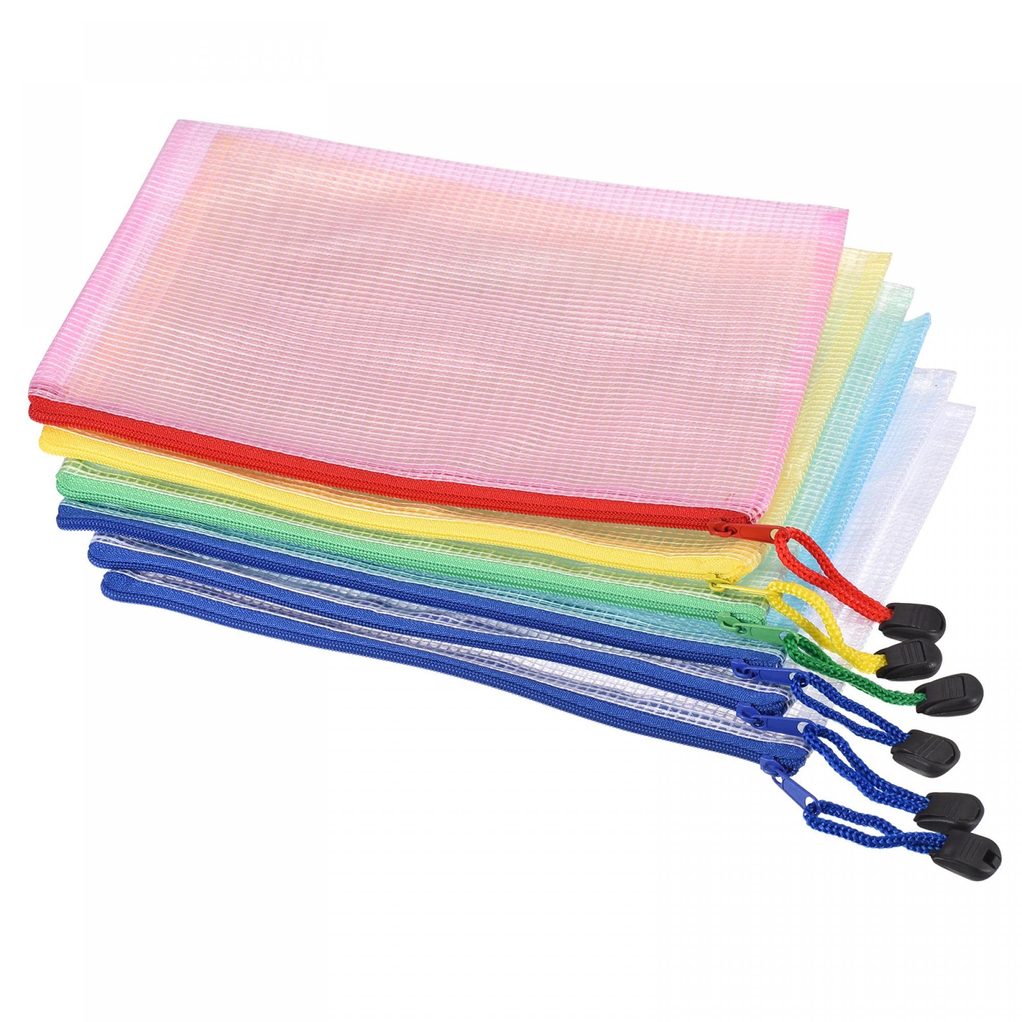 Mesh Zipper Bags, B4 Size Paper Document File Bill Pouch Folders for Office Home Supply, Assorted Colors Pack of 6