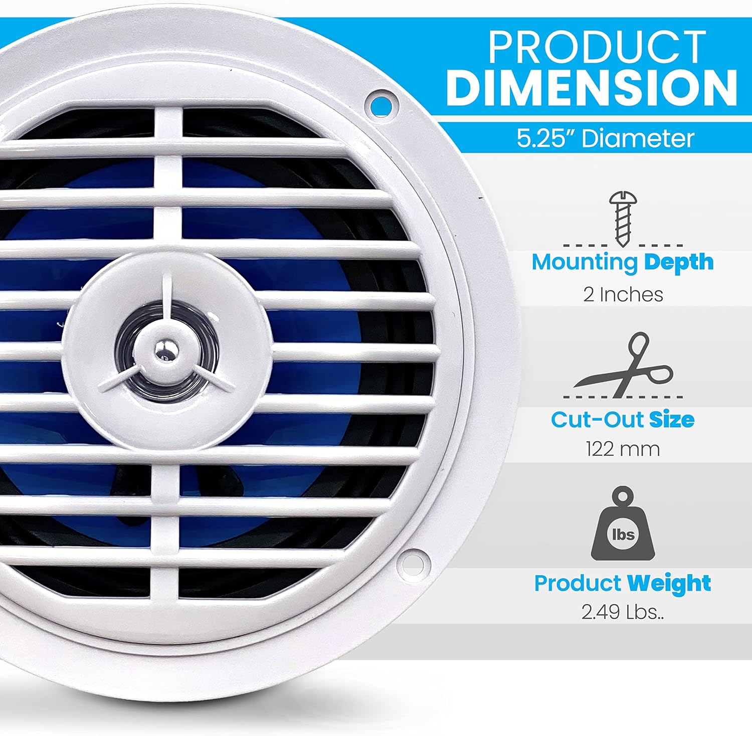 Bіg Sаlе 5.25 Inch Dual Marine Speakers - 2 Way Waterproof and Weather Resistant Outdoor Audio Stereo Sound System with 100 Watt Power, Polypropylene Cone and Cloth Surround - 1 Pair - PLMR57W (White)