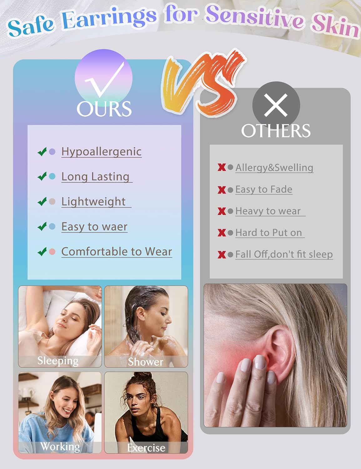 ORAIZO 12Pairs 316L Surgical Stainless Steel Small Hoop Earrings for Men Women Hypoallergenic Huggie Hoops Cartilage Helix Tragus Lobes Hinged Sleeper Hoop Earrings Set 18G 6mm/8mm/10mm/12mm/14mm - Image 6