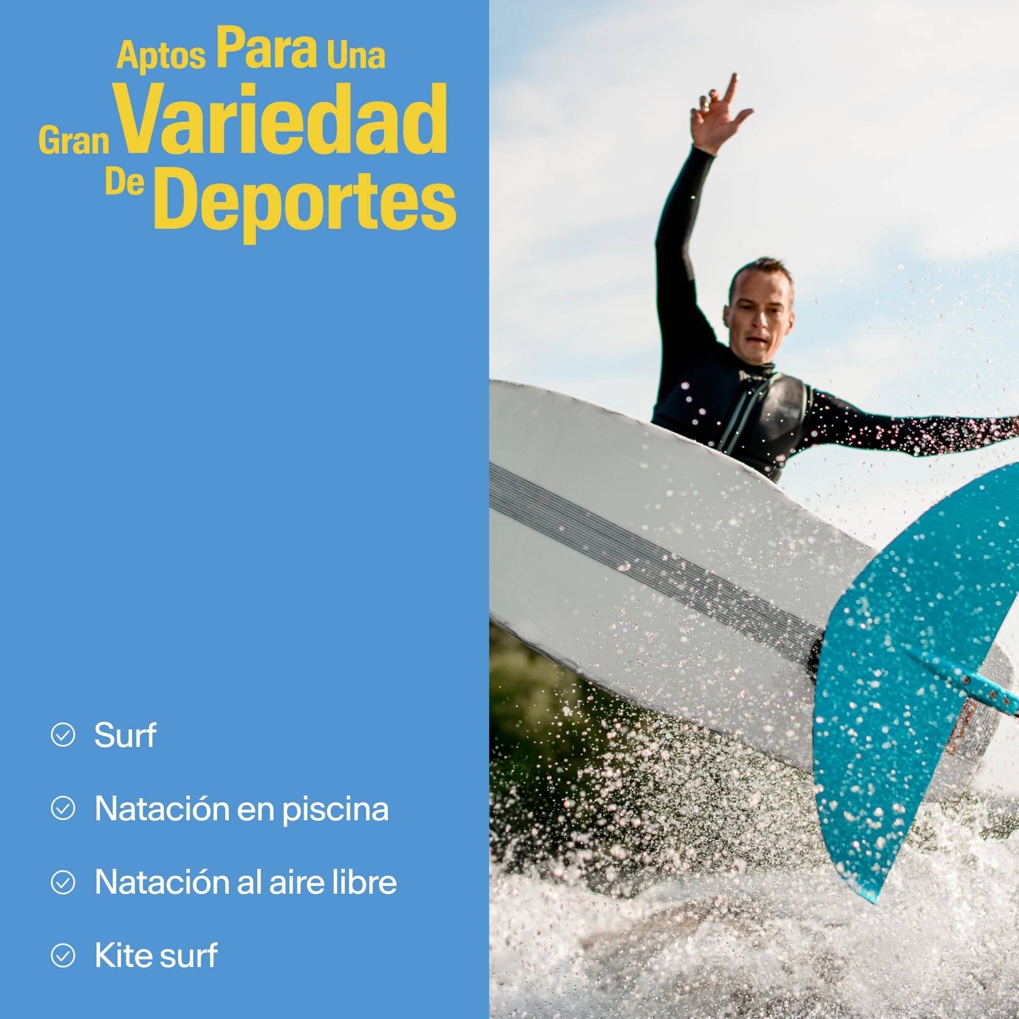 Alpine WaterSafe Pro - Tapones para Practicar Surf y natación para Adultos - Impermeables - Cómodos - Se Mantienen en su Sitio - para Deportes acuáticos - Reutilizables - Tallas M y L - 1 par