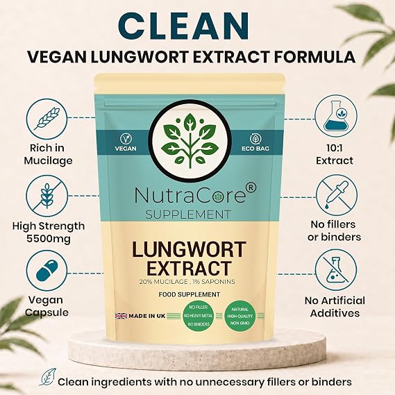 Lungwort Extract 5500mg 10:1 | Lungwort Caps | 180 Vegan Caps
